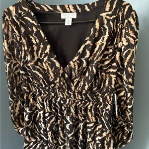 Sofia by Sofia Vergara Black and Tan Long Sleeve Dress